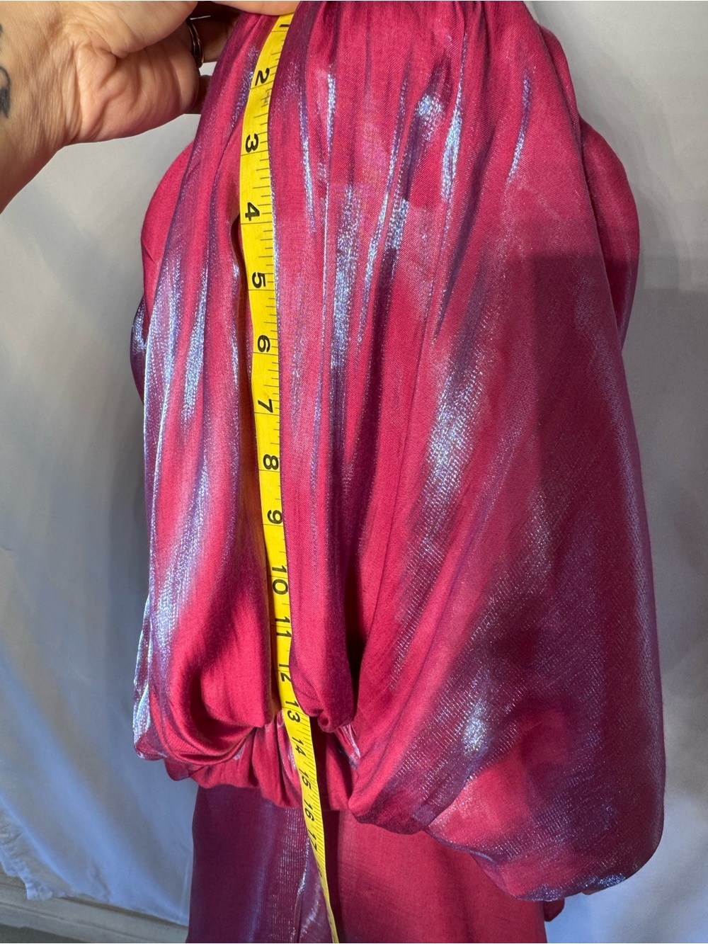 Altar'd State Shimmery Raspberry Off-Shoulder Puff-Sleeve Dress - Picture 6 of 10